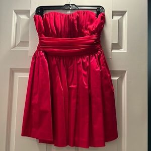 La Rok strapless dress, sz M. Bright red/pink. Worn 1x to prom and dry cleaned.